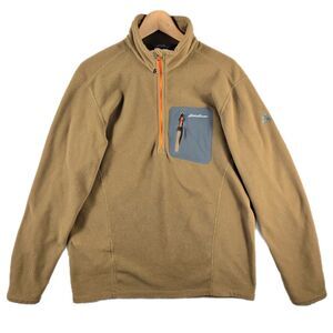 Eddie Bauer First Ascent Sweater Mens Large Tall Brown 1/4 Zip Pullover Fleece
